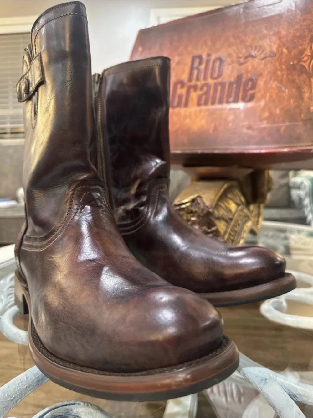 New Rio Grande Ronaldo MR-08 men's leather boots, brown, size 9– Original box